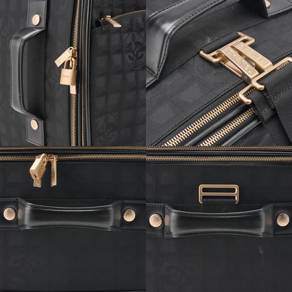 CHANEL Travel Suitcase Canvas Black Gold-Tone Hardware Pre-Owned - Vintage La Charme