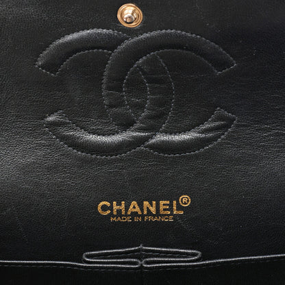 CHANEL Shoulder Bag, Matelasse W Flap 25 Icon Print, Canvas, Black, Gold-Tone Hardware, Pre-Owned - Vintage La Charme