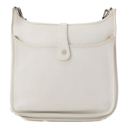 HERMES Shoulder Bag, Evelyn GM 3 Trois, Tryon Clemence, White, Silver-Tone Hardware, Pre-Owned - Vintage La Charme