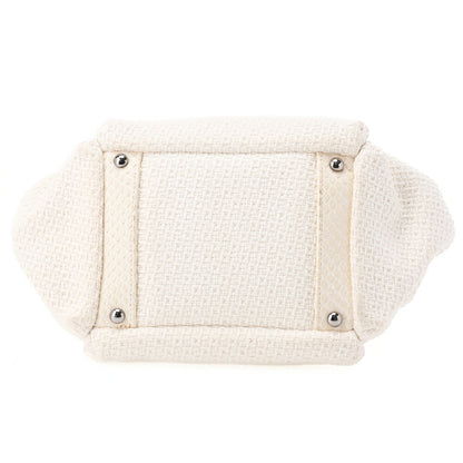 CHANEL Shoulder Bag, Coco Mark, Chain Shoulder, Cotton Python, White, Silver-Tone Hardware, Pre-Owned - Vintage La Charme