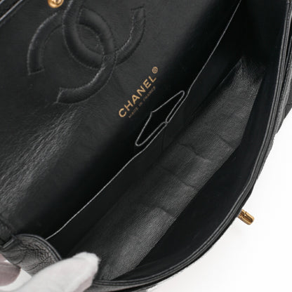 CHANEL Chain Shoulder Bag Matelasse Double Flap Caviar Skin Black Gold-Tone Hardware Pre-Owned - Vintage La Charme