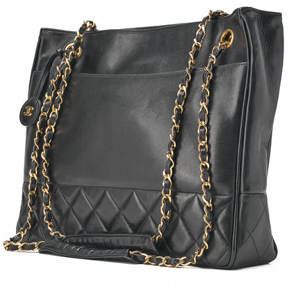 CHANEL Shoulder Tote Bag Triple Coco Double Chain Shoulder Caviar Skin Black Gold-Tone Hardware Pre-Owned - Vintage La Charme