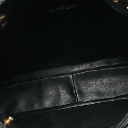 CHANEL Shoulder Tote Bag Triple Coco Double Chain Shoulder Caviar Skin Black Gold-Tone Hardware Pre-Owned - Vintage La Charme