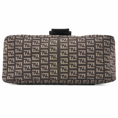 Fendi Shoulder Bag, Zucchino Canvas Leather, Brown, Silver-Tone Hardware, Pre-Owned - Vintage La Charme
