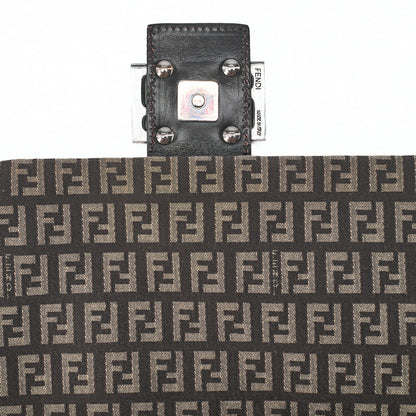 Fendi Shoulder Bag, Zucchino Canvas Leather, Brown, Silver-Tone Hardware, Pre-Owned - Vintage La Charme