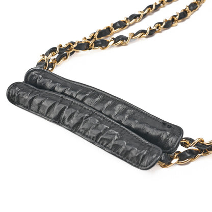 CHANEL Shoulder Tote Bag Triple Coco Double Chain Shoulder Caviar Skin Black Gold-Tone Hardware Pre-Owned - Vintage La Charme