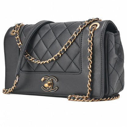 CHANEL Shoulder Bag Matelasse Calfskin Navy Gold-Tone Hardware Pre-Owned - Vintage La Charme