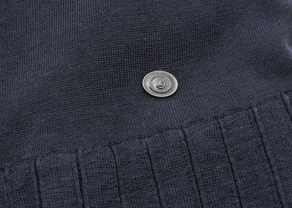 CHANEL Dress, Ruffle, Knit, Linen, Navy, Gold-Tone Hardware, Pre-Owned - Vintage La Charme