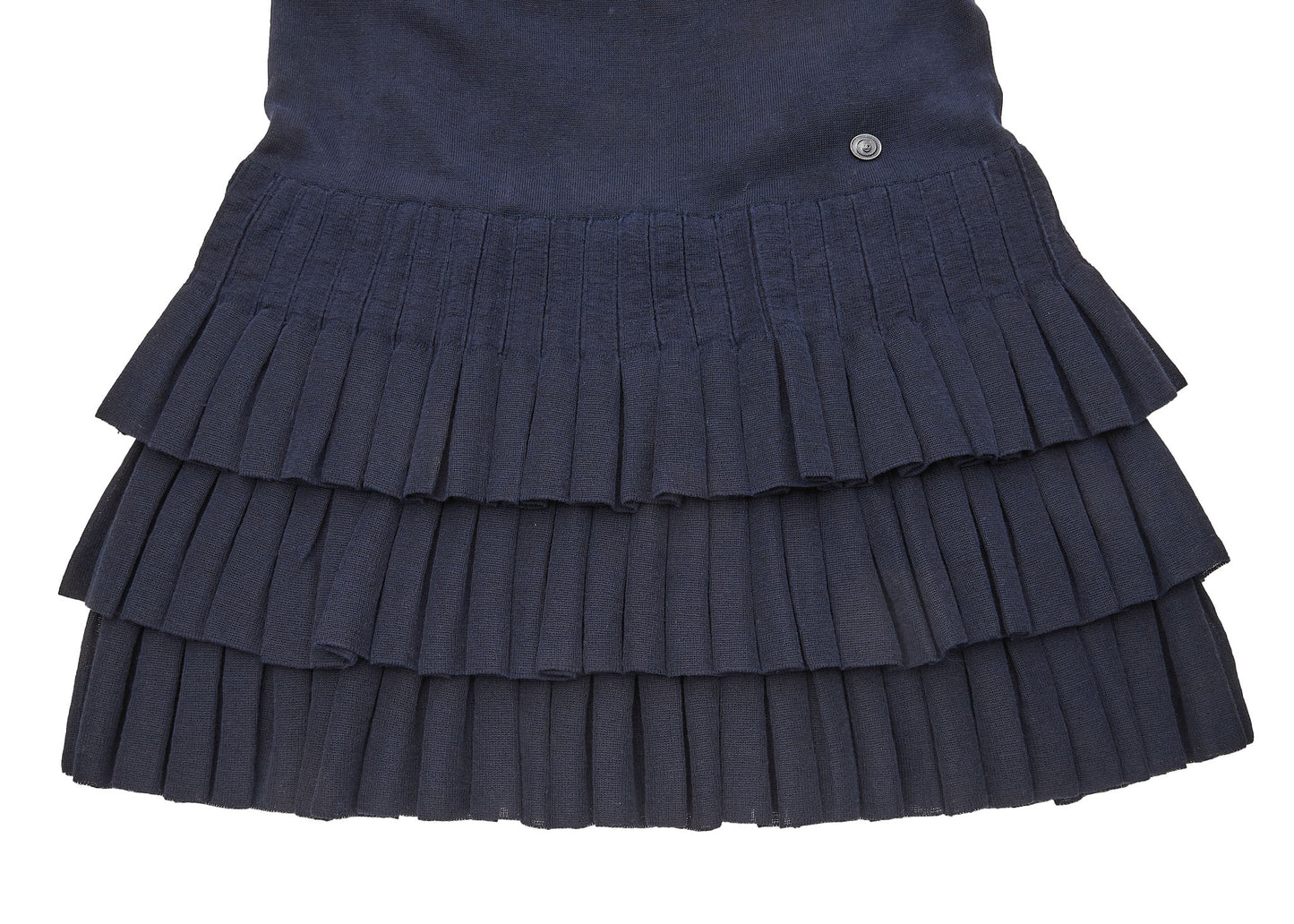 CHANEL Dress, Ruffle, Knit, Linen, Navy, Gold-Tone Hardware, Pre-Owned - Vintage La Charme