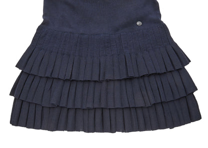CHANEL Dress, Ruffle, Knit, Linen, Navy, Gold-Tone Hardware, Pre-Owned - Vintage La Charme