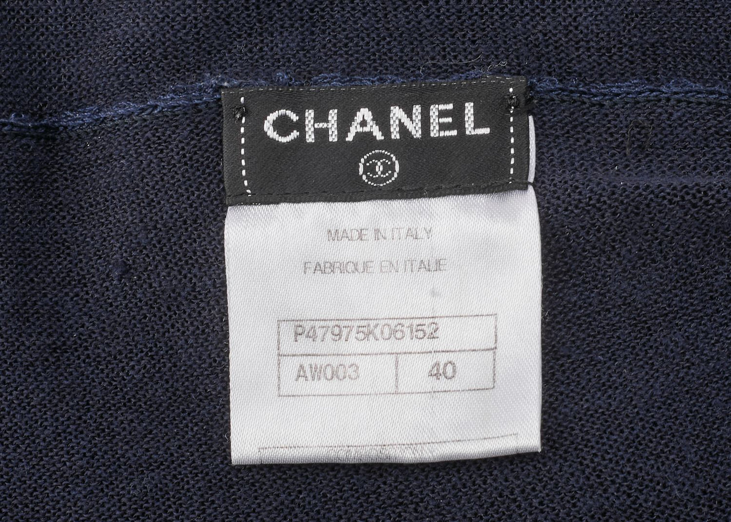 CHANEL Dress, Ruffle, Knit, Linen, Navy, Gold-Tone Hardware, Pre-Owned - Vintage La Charme