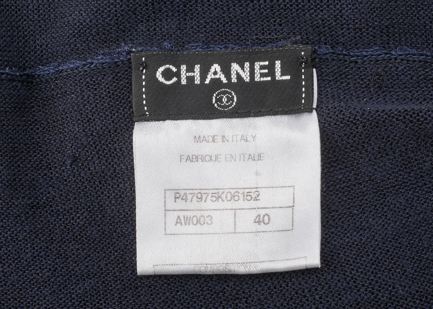 CHANEL Dress, Ruffle, Knit, Linen, Navy, Gold-Tone Hardware, Pre-Owned - Vintage La Charme