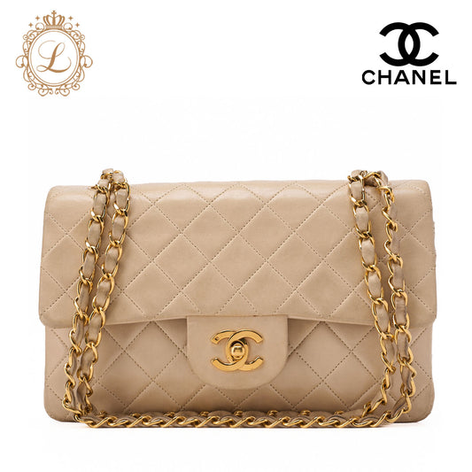 Chanel Shoulder Bag Matelasse 23 Double Flap Chain Lambskin Beige Gold-Tone Hardware Pre-Owned - Vintage La Charme