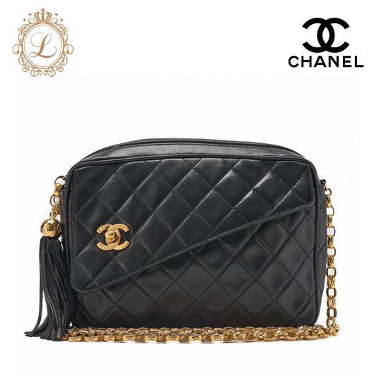 Chanel Shoulder Bag Matelasse Coco Mark Lambskin Black Gold-Tone Hardware Pre-Owned - Vintage La Charme