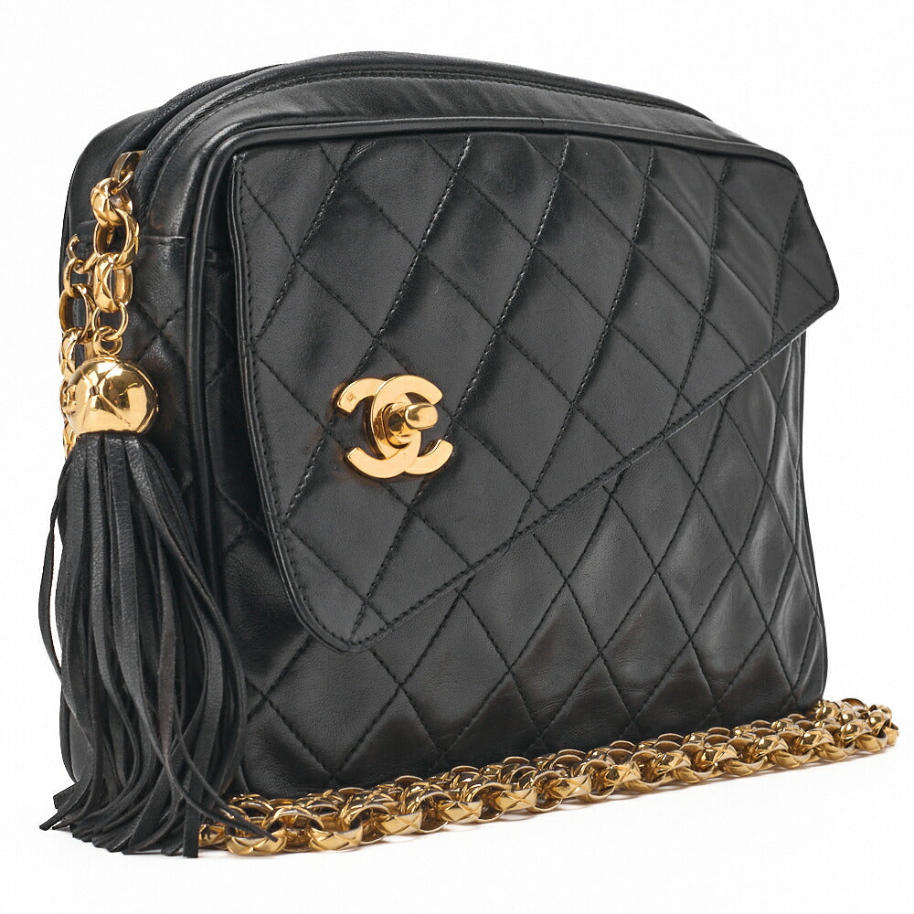 Chanel Shoulder Bag Matelasse Coco Mark Lambskin Black Gold-Tone Hardware Pre-Owned - Vintage La Charme