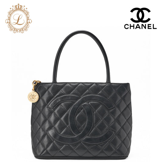 CHANEL Tote Bag, Matelasse Reprint, Caviar Skin, Black, Gold-Tone Hardware, Pre-Owned - Vintage La Charme