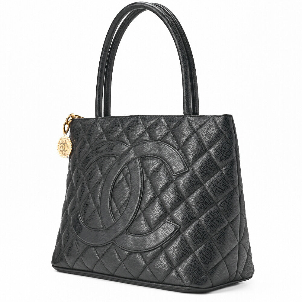 CHANEL Tote Bag, Matelasse Reprint, Caviar Skin, Black, Gold-Tone Hardware, Pre-Owned - Vintage La Charme