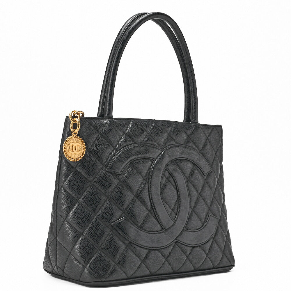 CHANEL Tote Bag, Matelasse Reprint, Caviar Skin, Black, Gold-Tone Hardware, Pre-Owned - Vintage La Charme