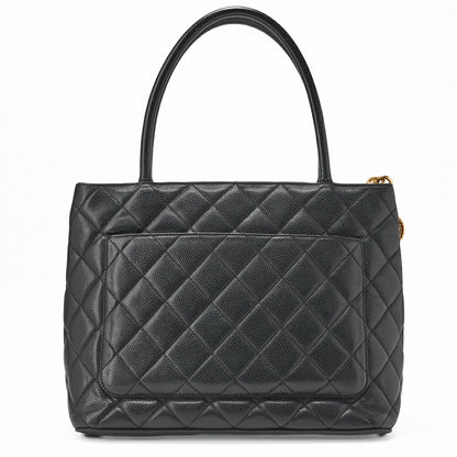 CHANEL Tote Bag, Matelasse Reprint, Caviar Skin, Black, Gold-Tone Hardware, Pre-Owned - Vintage La Charme