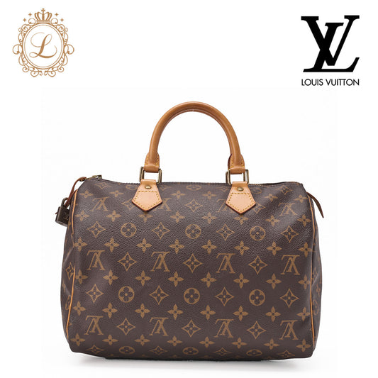 Louis Vuitton Handbag, Speedy 30, Monogram, Canvas, Brown, Gold-Tone Hardware, Pre-Owned - Vintage La Charme