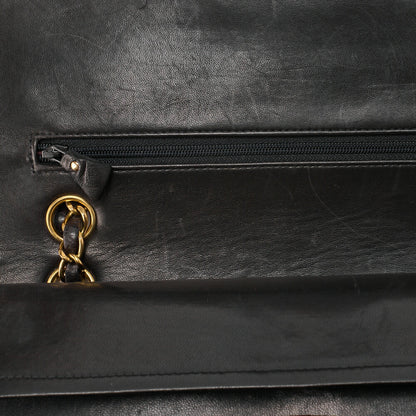 CHANEL Shoulder Bag Matelasse Double Flap Lambskin Black Gold-Tone Hardware Pre-Owned - Vintage La Charme