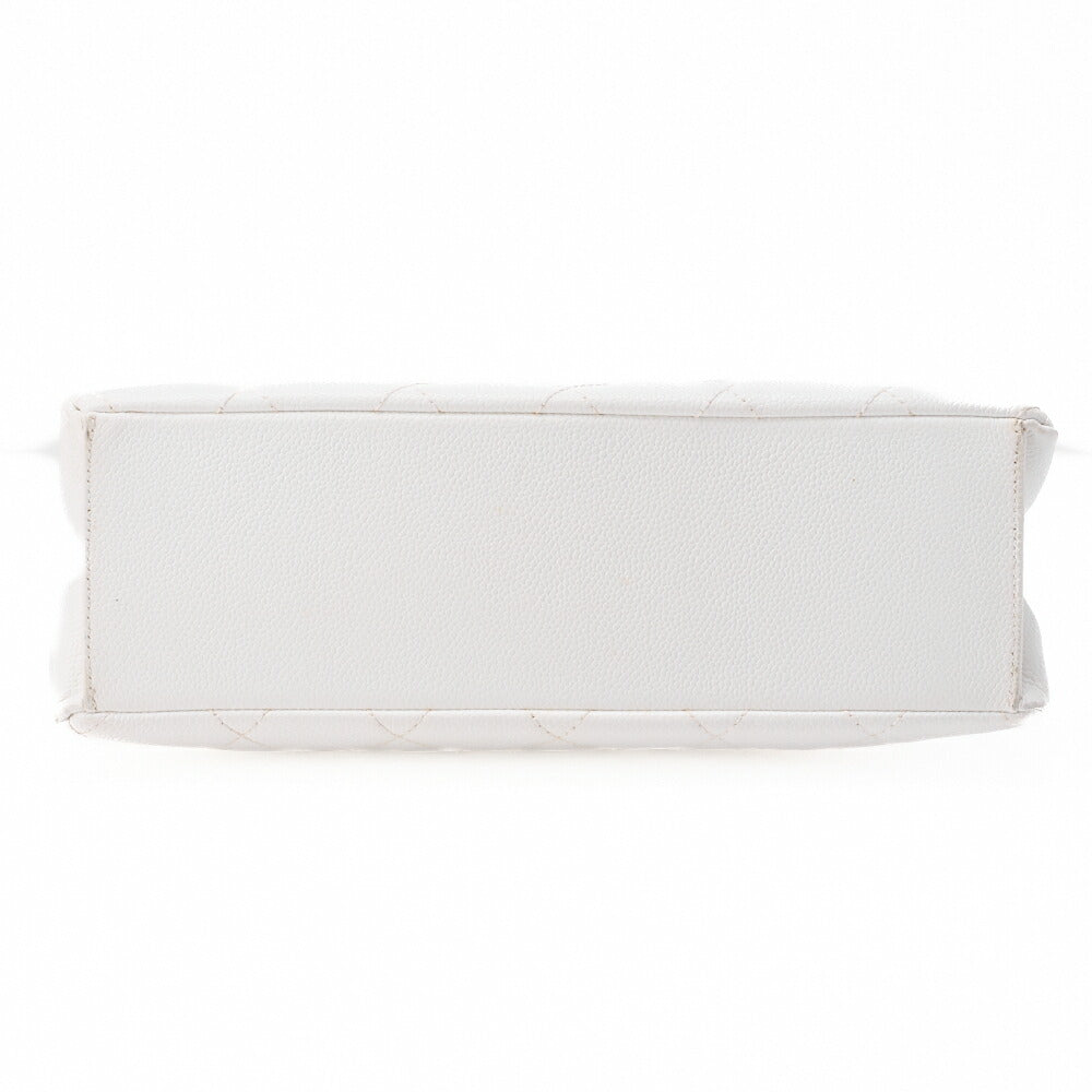 CHANEL Shoulder Bag Matelasse Coco Mark Wood Gamaguchi Caviar Skin White Gold-Tone Hardware Pre-Owned - Vintage La Charme