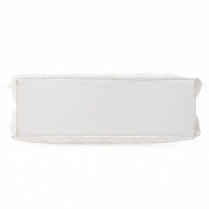 CHANEL Shoulder Bag Matelasse Coco Mark Wood Gamaguchi Caviar Skin White Gold-Tone Hardware Pre-Owned - Vintage La Charme