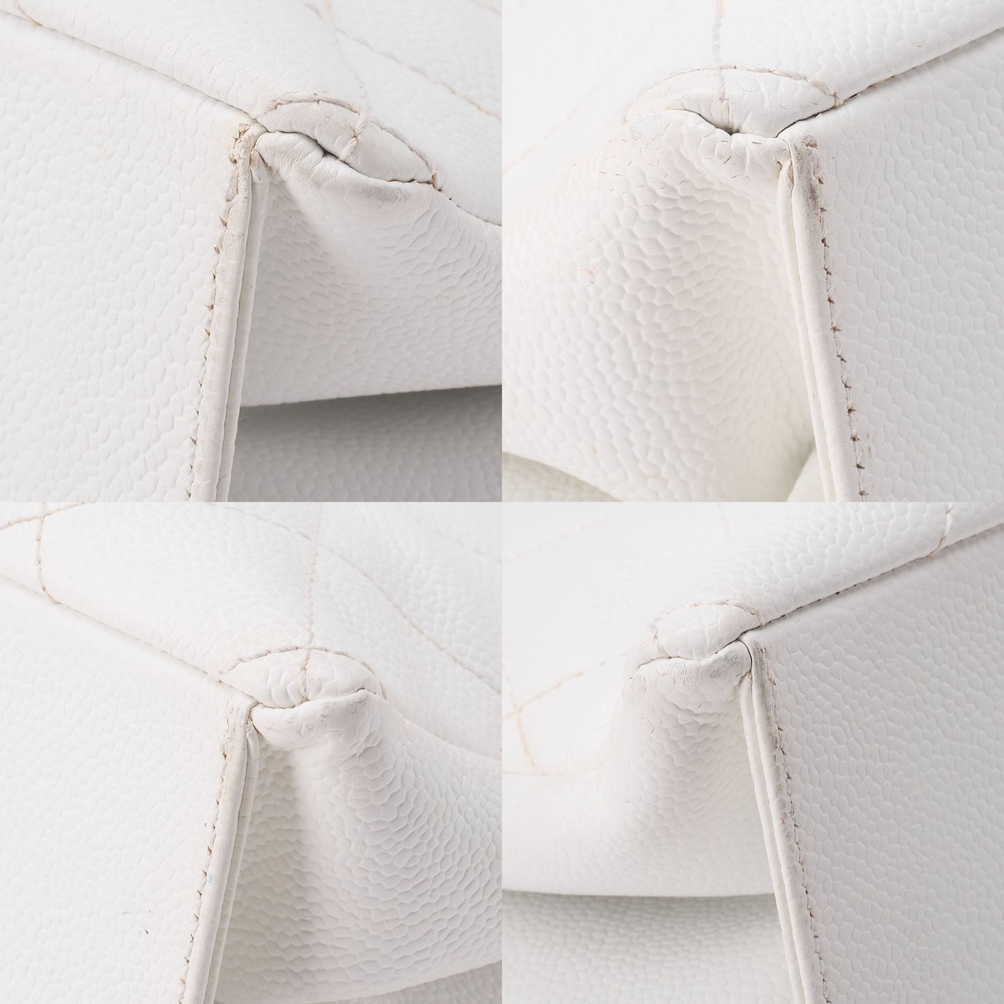 CHANEL Shoulder Bag Matelasse Coco Mark Wood Gamaguchi Caviar Skin White Gold-Tone Hardware Pre-Owned - Vintage La Charme