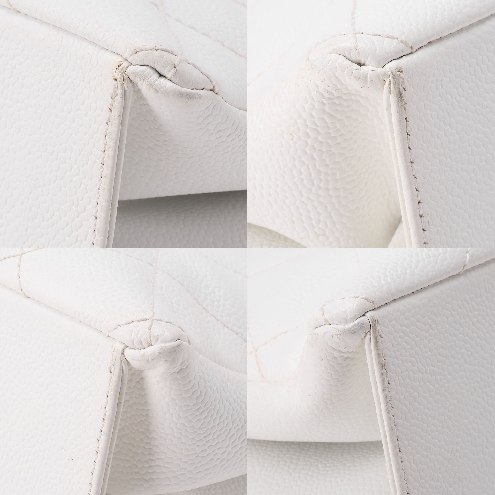 CHANEL Shoulder Bag Matelasse Coco Mark Wood Gamaguchi Caviar Skin White Gold-Tone Hardware Pre-Owned - Vintage La Charme