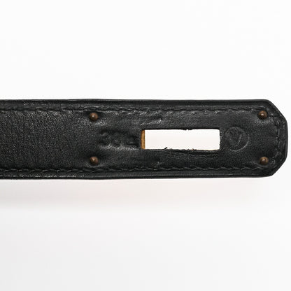 HERMES Kelly 32 Handbag Inseam Box Calf Black Gold-Tone Hardware, Pre-Owned