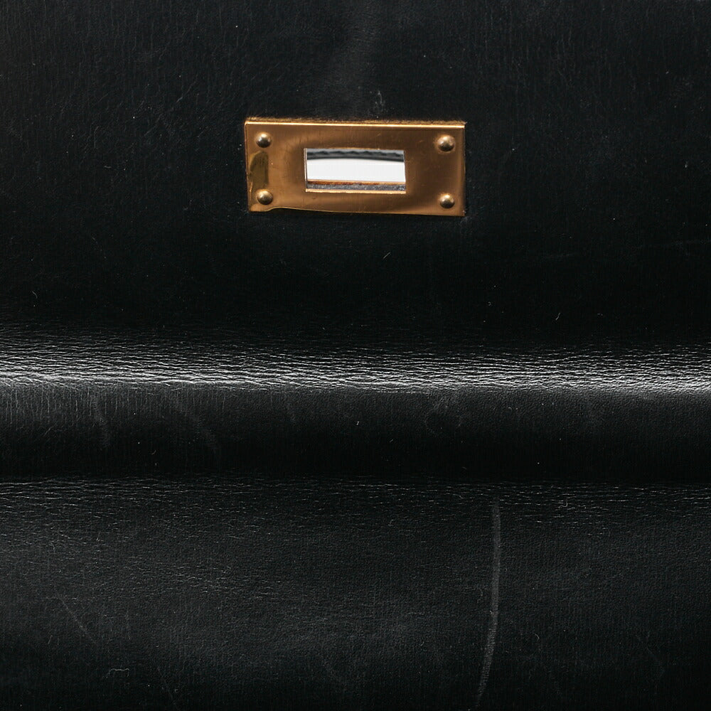 HERMES Kelly 32 Handbag Inseam Box Calf Black Gold-Tone Hardware, Pre-Owned
