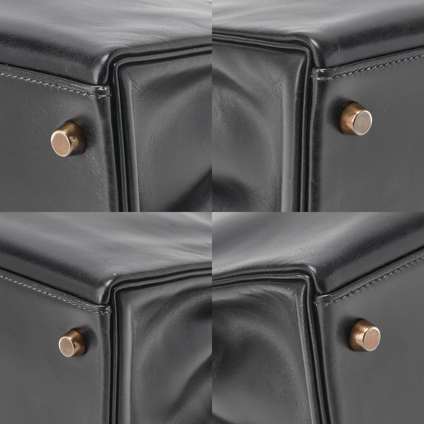 HERMES Kelly 32 Handbag Inseam Box Calf Black Gold-Tone Hardware, Pre-Owned