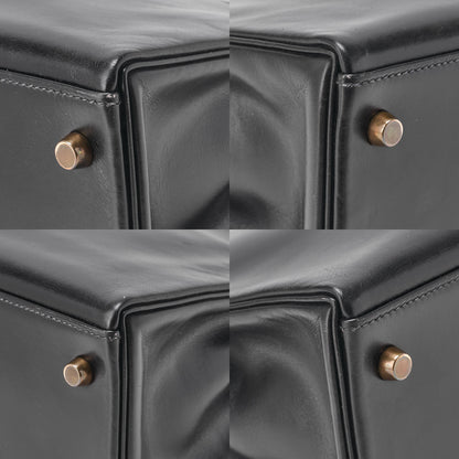 HERMES Kelly 32 Handbag Inseam Box Calf Black Gold-Tone Hardware, Pre-Owned