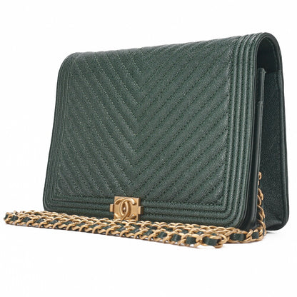 CHANEL Chanel Boy Chanel Matlasse Chain Wallet Caviar Skin V Stitch Glynn (Gold Fittings) Women's Wallet Folding Wallet Women's Wallet [Used] [Free Shipping]