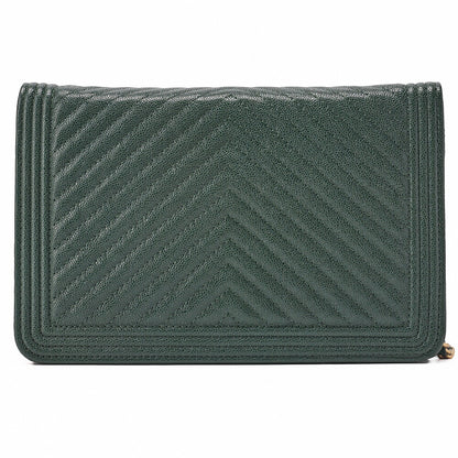 CHANEL Chanel Boy Chanel Matlasse Chain Wallet Caviar Skin V Stitch Glynn (Gold Fittings) Women's Wallet Folding Wallet Women's Wallet [Used] [Free Shipping]