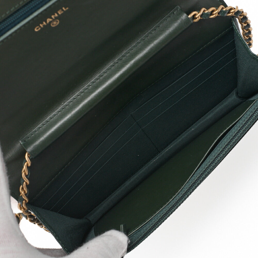 CHANEL Chanel Boy Chanel Matlasse Chain Wallet Caviar Skin V Stitch Glynn (Gold Fittings) Women's Wallet Folding Wallet Women's Wallet [Used] [Free Shipping]