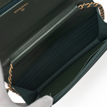 CHANEL Chanel Boy Chanel Matlasse Chain Wallet Caviar Skin V Stitch Glynn (Gold Fittings) Women's Wallet Folding Wallet Women's Wallet [Used] [Free Shipping]