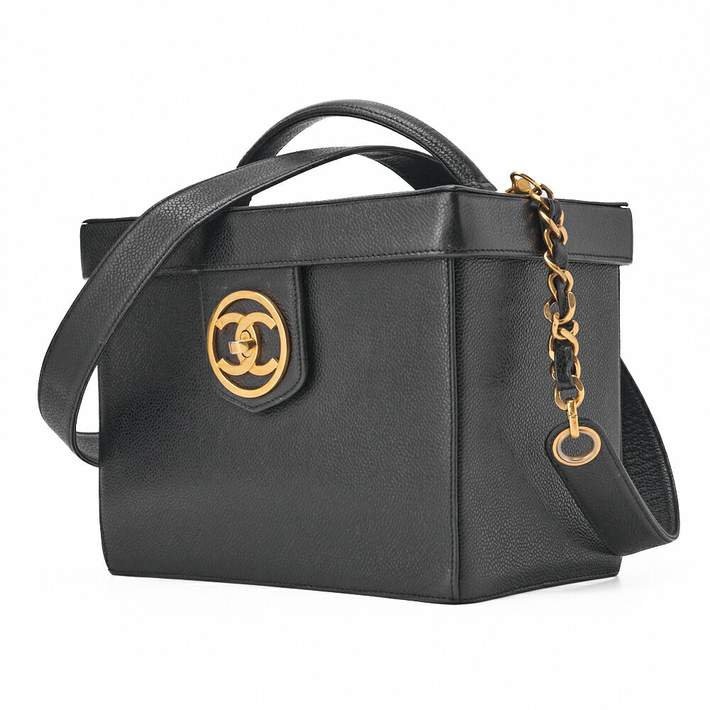 CHANEL Matlasse Vanity Handbag Caviar Skin Black 2way (Gold Fittings) Women's Bag Shoulder Bag Women's [Used] [Free Shipping]