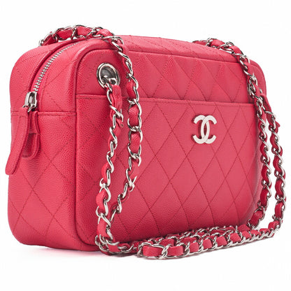 CHANEL Chain Shoulder Bag Matlasse Caviar Skin Rose Pink Coco Mark Silver Metal Fittings Women's [Used] [Free Shipping]