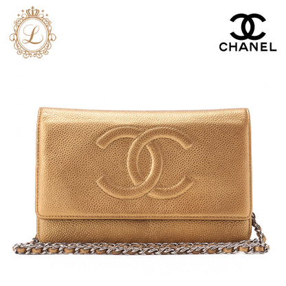 CHANEL Chanel Coco Mark Chain Wallet Caviar Skin Gold (Gold Fittings) Women's Wallet Folding Wallet Women's Wallet [Used] [Free Shipping]