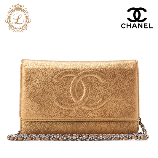 CHANEL Chanel Coco Mark Chain Wallet Caviar Skin Gold (Gold Fittings) Women's Wallet Folding Wallet Women's Wallet [Used] [Free Shipping]