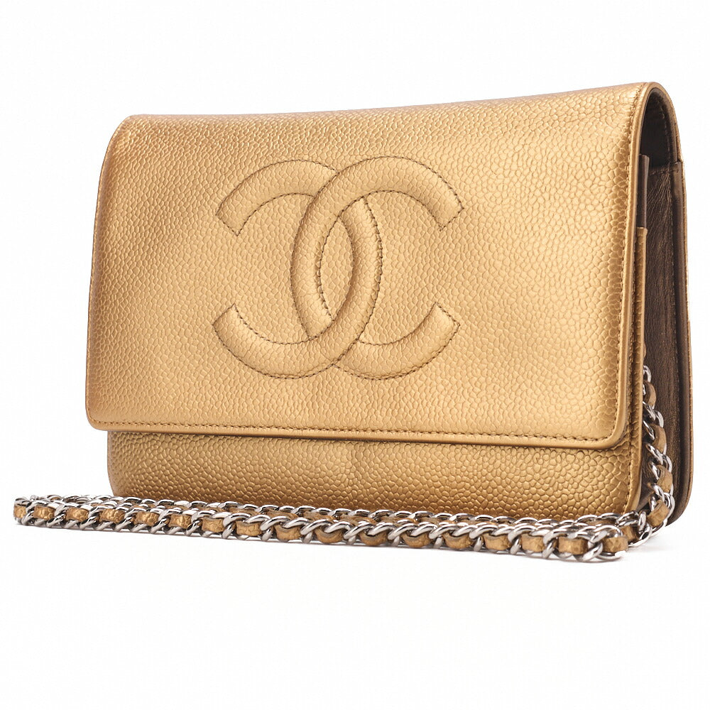 CHANEL Chanel Coco Mark Chain Wallet Caviar Skin Gold (Gold Fittings) Women's Wallet Folding Wallet Women's Wallet [Used] [Free Shipping]