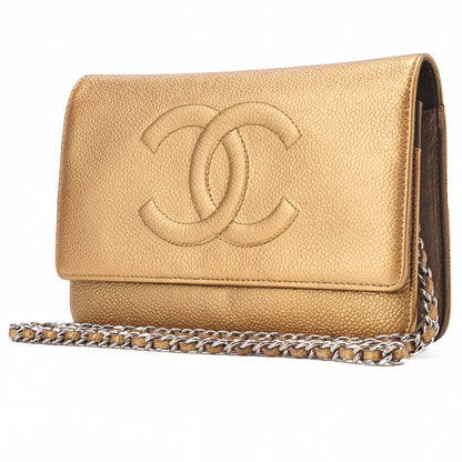 CHANEL Chanel Coco Mark Chain Wallet Caviar Skin Gold (Gold Fittings) Women's Wallet Folding Wallet Women's Wallet [Used] [Free Shipping]