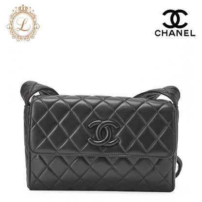 CHANEL Matlasse Chain Shoulder Bag Lambskin Black Coco Mark Au Rack (Gold Fittings) Women's Bag Women's [Used] [Free Shipping] [SS]