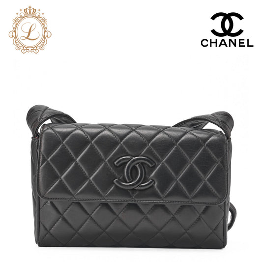 CHANEL Matlasse Chain Shoulder Bag Lambskin Black Coco Mark Au Rack (Gold Fittings) Women's Bag Women's [Used] [Free Shipping] [SS]