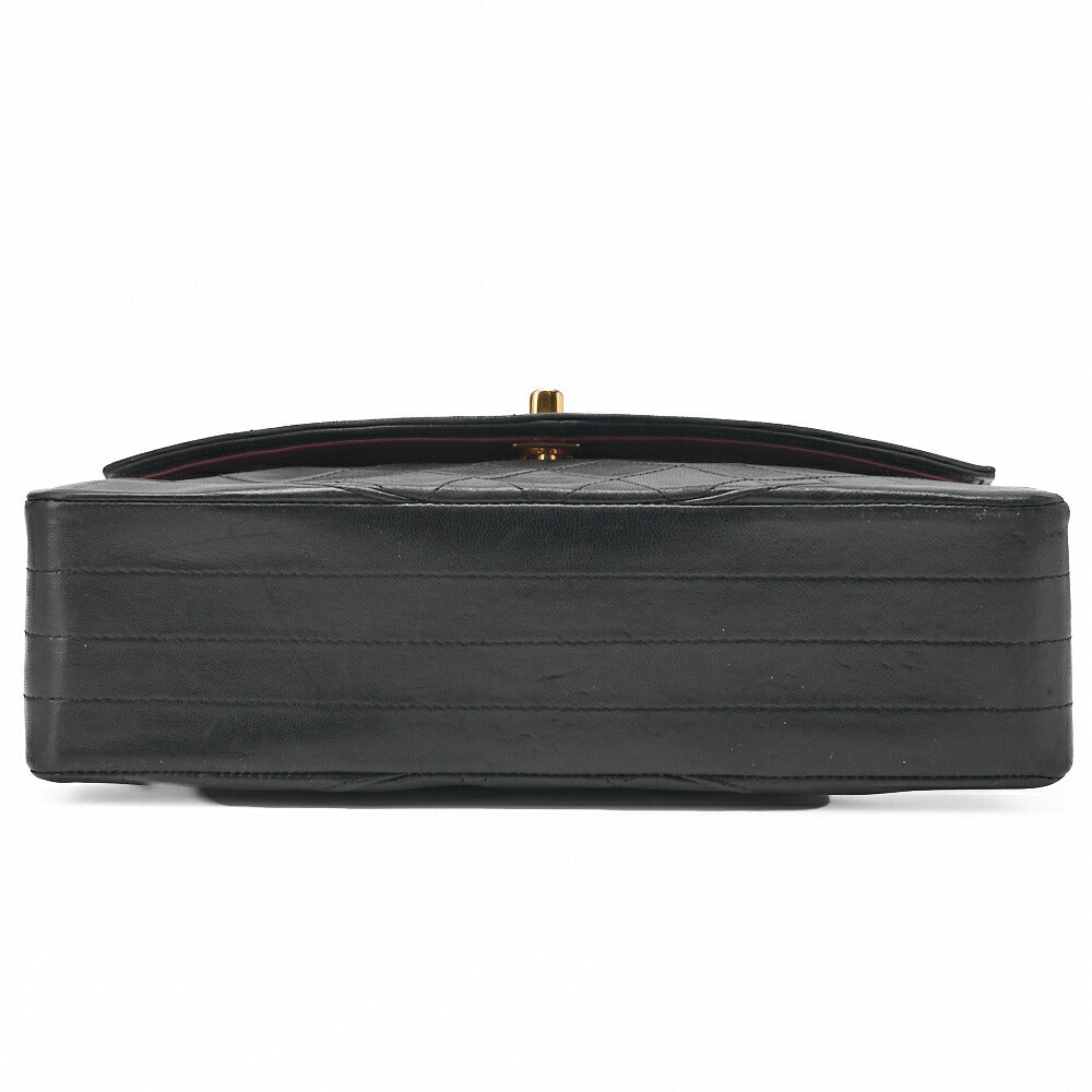 CHANEL Chain Shoulder Bag Matlasse Design Flap Round Lambskin Black (Gold Fittings) Women's [Used] [Free Shipping] [SS]