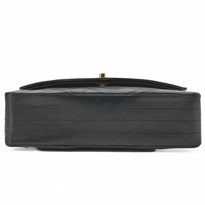 CHANEL Chain Shoulder Bag Matlasse Design Flap Round Lambskin Black (Gold Fittings) Women's [Used] [Free Shipping] [SS]