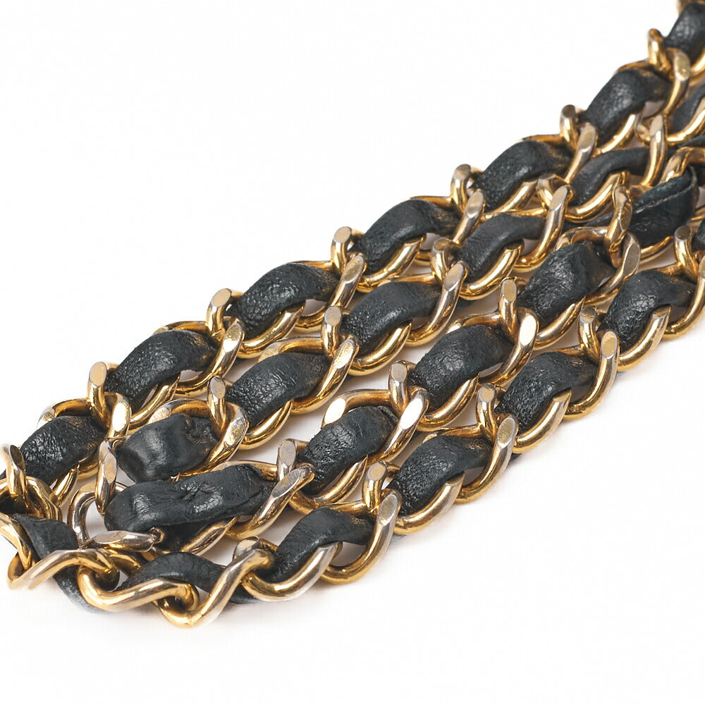 CHANEL Chain Shoulder Bag Matlasse Design Flap Round Lambskin Black (Gold Fittings) Women's [Used] [Free Shipping] [SS]