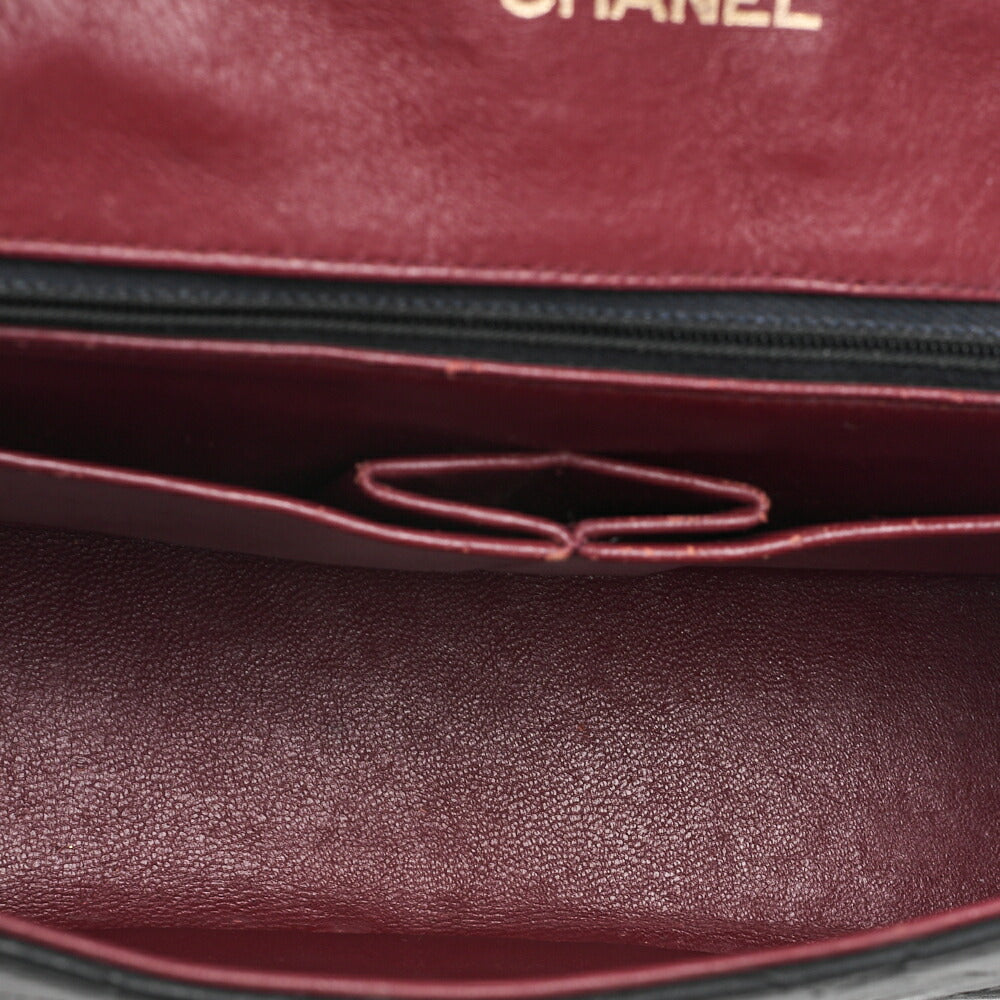 CHANEL Chain Shoulder Bag Matlasse Design Flap Round Lambskin Black (Gold Fittings) Women's [Used] [Free Shipping] [SS]