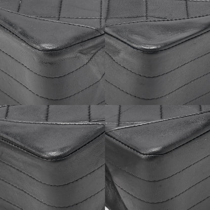 CHANEL Chain Shoulder Bag Matlasse Design Flap Round Lambskin Black (Gold Fittings) Women's [Used] [Free Shipping] [SS]